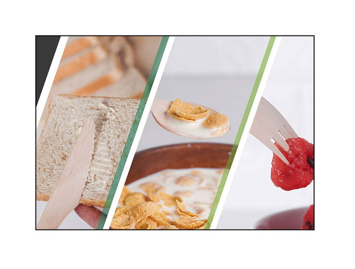 Wooow Set 12 Cuchillos Desechables de Madera 16.5 cm (36 Unidades)