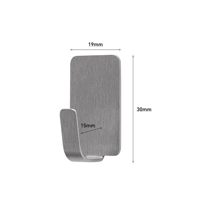 3M Command Gancho de Acero Inoxidable, Pequeño 19x30x15 mm, 17031ss-4, 4 Ud. + 5 Tiras, Carga Máx. 225 gr