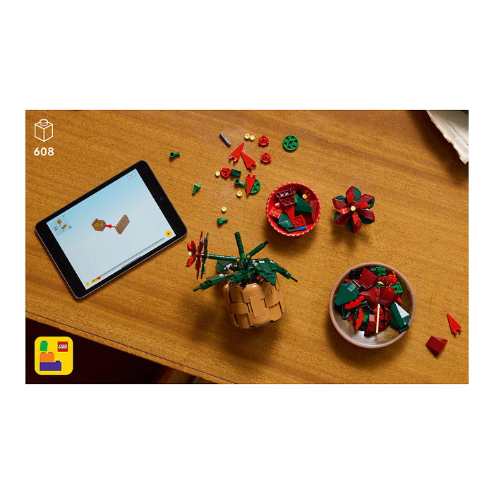LEGO 10370 Icons Botanicals Flor de Pascua Weihnachtsstern, Juego de Construcción de 608 Piezas para Adultos, Coleccionable, Multicolor