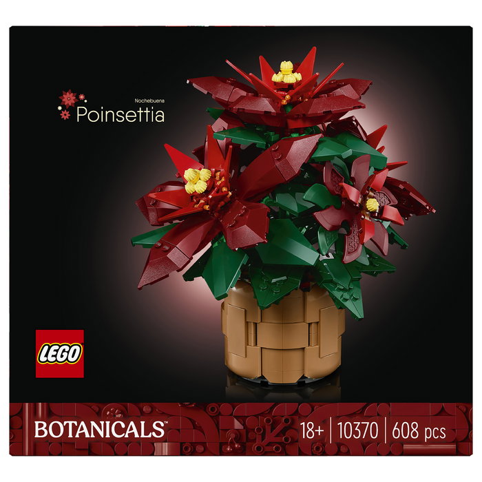 LEGO 10370 Icons Botanicals Flor de Pascua Weihnachtsstern, Juego de Construcción de 608 Piezas para Adultos, Coleccionable, Multicolor