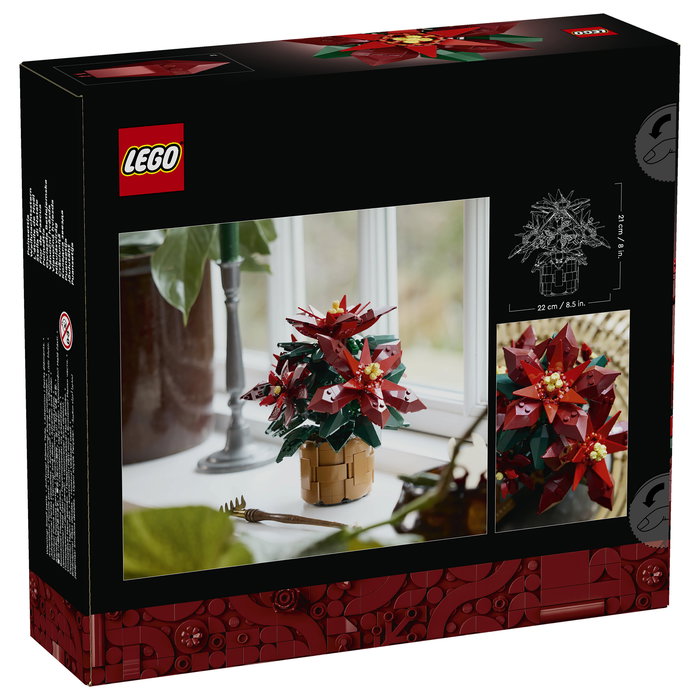 LEGO 10370 Icons Botanicals Flor de Pascua Weihnachtsstern, Juego de Construcción de 608 Piezas para Adultos, Coleccionable, Multicolor