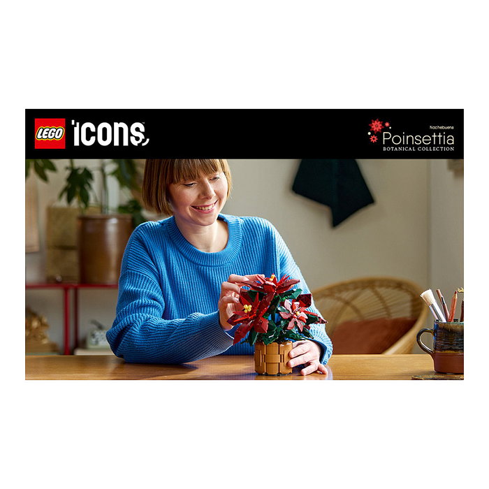 LEGO 10370 Icons Botanicals Flor de Pascua Weihnachtsstern, Juego de Construcción de 608 Piezas para Adultos, Coleccionable, Multicolor