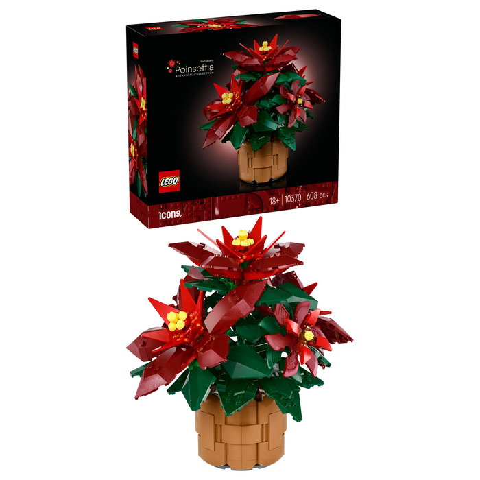 LEGO 10370 Icons Botanicals Flor de Pascua Weihnachtsstern, Juego de Construcción de 608 Piezas para Adultos, Coleccionable, Multicolor