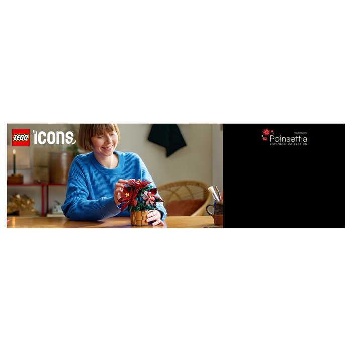 LEGO 10370 Icons Botanicals Flor de Pascua Weihnachtsstern, Juego de Construcción de 608 Piezas para Adultos, Coleccionable, Multicolor