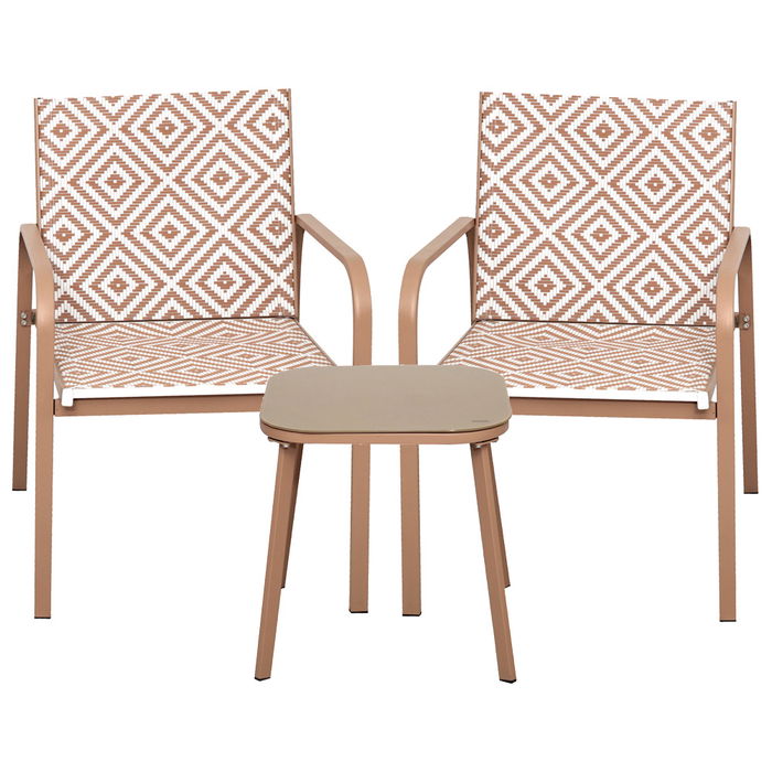 Home Deco Factory Salón de Jardín México Beige - Mesa Reversible Acero Epoxy y Sillas Textileno UV para 2 Personas, Mesa 45x45 cm Home Deco Factory Salón de Jardín México Beige - Mesa Reversible Acero Epoxy y Sillas Textileno UV para 2 Personas, Mesa 45x45 cm