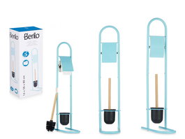 Berilo Portarrollo Escobilla Metal y Bambu Azul 16x28.5x80.8 cm (Set de 4)