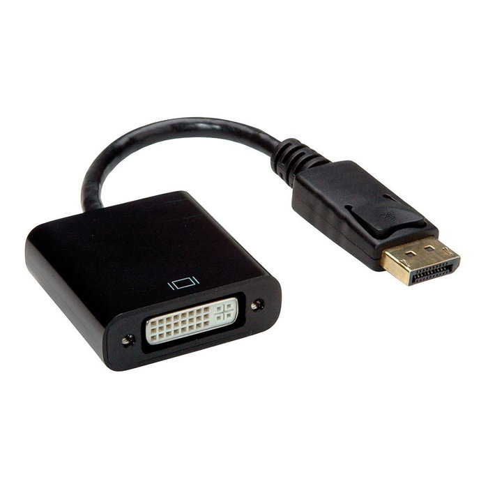 VALUE Adaptador DisplayPort a DVI-D Macho a Hembra 0.15 m 1920x1200 1080p 60 Hz Negro, Conversor de Vídeo Pasivo Plug and Play