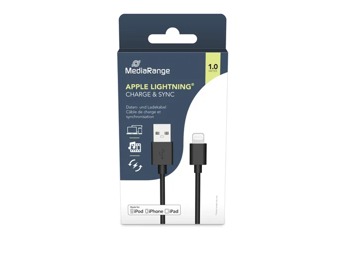 Mediarange Cable USB 2.0 a Apple Lightning Negro 1 m Mediarange Cable USB 2.0 a Apple Lightning Negro 1 m