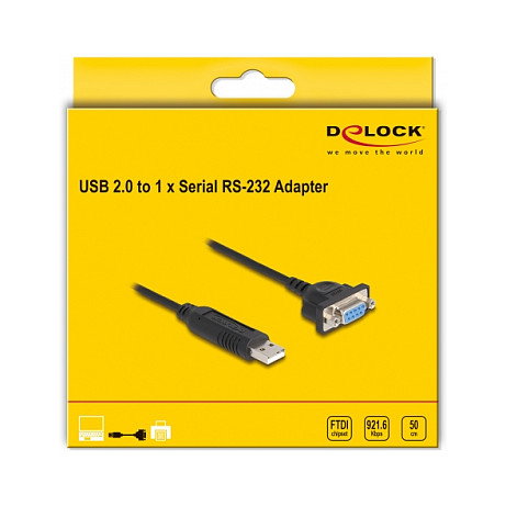 DeLOCK Adaptador USB 2.0 a RS-232 (ST-ST) 0,5m Negro DeLOCK Adaptador USB 2.0 a RS-232 (ST-ST) 0,5m Negro