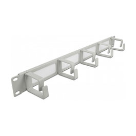 DeLOCK Panel de Gestión de Cables, Bandeja de Pinceles de 19" con 5 Ganchos, 1U, Gris, Metal, Ref. Delock 19? Kabelmanagement Bürstenleiste mit 5 Bügeln 1 HE grau