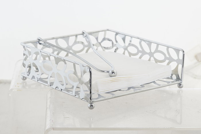 DKD Home Decor Servilletero Metal Margaritas Cromado