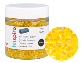 Innspiro Rocalla de Vidrio Cilindro Mini Aurora Boreale Amarillo 100g