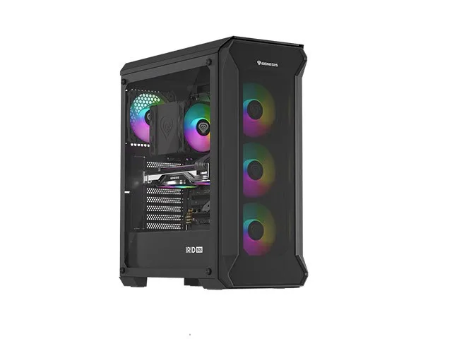Genesis Irid 505 V2 ARGB Caja Torre Media Negra con Ventana Sin Fuente 4 Ventiladores 120mm ARGB Genesis Irid 505 V2 ARGB Caja Torre Media Negra con Ventana Sin Fuente 4 Ventiladores 120mm ARGB