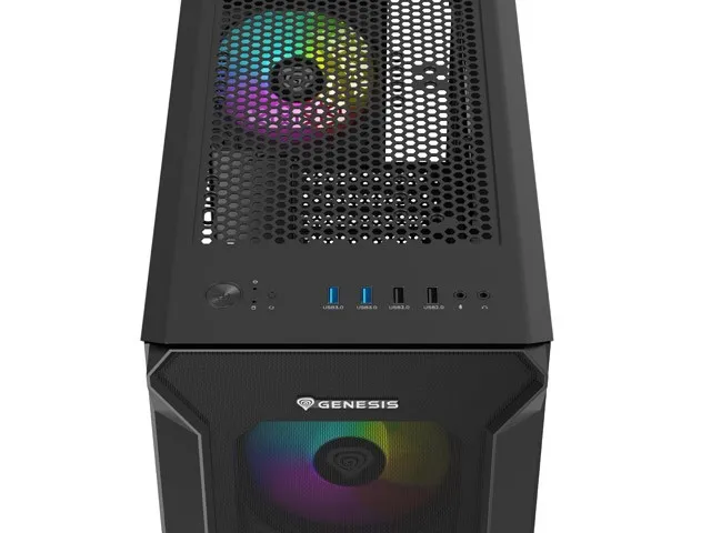Genesis Irid 505 V2 ARGB Caja Torre Media Negra con Ventana Sin Fuente 4 Ventiladores 120mm ARGB Genesis Irid 505 V2 ARGB Caja Torre Media Negra con Ventana Sin Fuente 4 Ventiladores 120mm ARGB