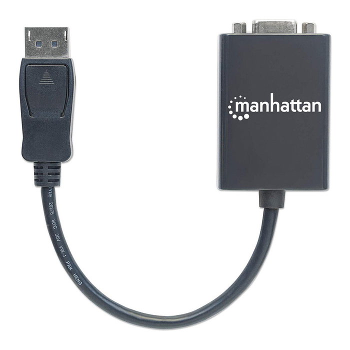 MANHATTAN Convertidor Activo DisplayPort a VGA, Cable 15cm Macho-Hembra, para Conectar PC a Monitores VGA y Proyectores, Máx. 1920x1200, Negro, Referencia DP2VGA2 MANHATTAN Convertidor Activo DisplayPort a VGA, Cable 15cm Macho-Hembra, para Conectar PC a Monitores VGA y Proyectores, Máx. 1920x1200, Negro, Referencia DP2VGA2