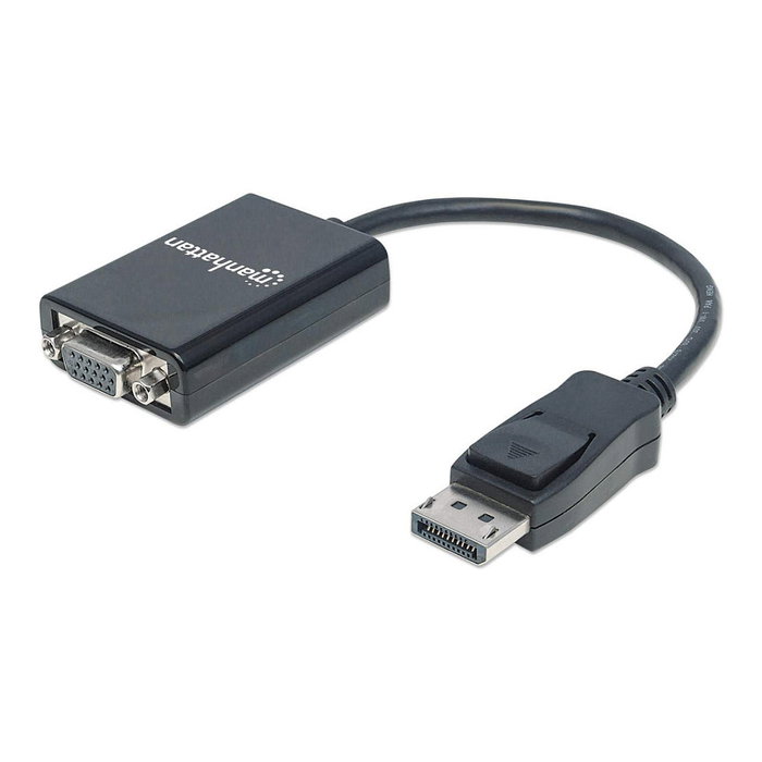 MANHATTAN Convertidor Activo DisplayPort a VGA, Cable 15cm Macho-Hembra, para Conectar PC a Monitores VGA y Proyectores, Máx. 1920x1200, Negro, Referencia DP2VGA2 MANHATTAN Convertidor Activo DisplayPort a VGA, Cable 15cm Macho-Hembra, para Conectar PC a Monitores VGA y Proyectores, Máx. 1920x1200, Negro, Referencia DP2VGA2