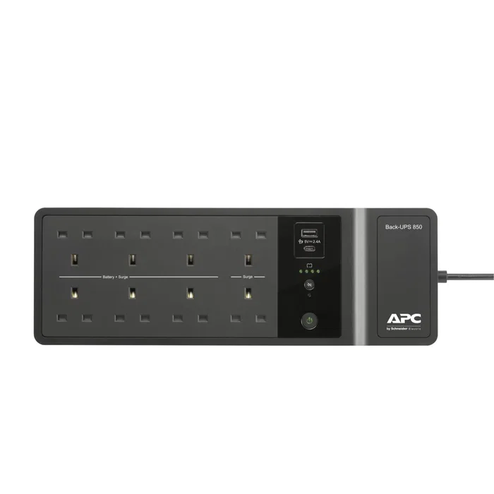 APC BE850G2-UK SAI (UPS) 520W / 850VA, Offline/Standby, Voltaje de entrada 180-266V, 8 conectores UK, Negro