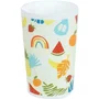 Fun House FUN3524550065731 Juego de vajilla Fruit Friends - Vaso, plato hondo Ø16 cm, plato llano Ø22 cm, cubiertos y peluche 27 cm