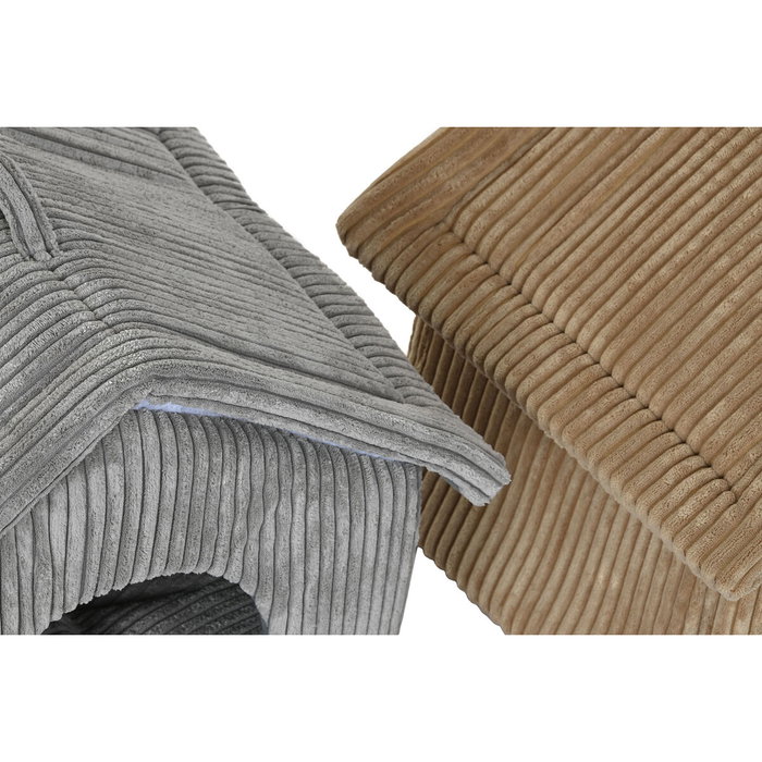 DKD Home Decor Set de 2 Camas tipo Casa en Poliéster Camel y Gris