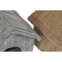 DKD Home Decor Set de 2 Camas tipo Casa en Poliéster Camel y Gris