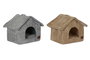 DKD Home Decor Set de 2 Camas tipo Casa en Poliéster Camel y Gris