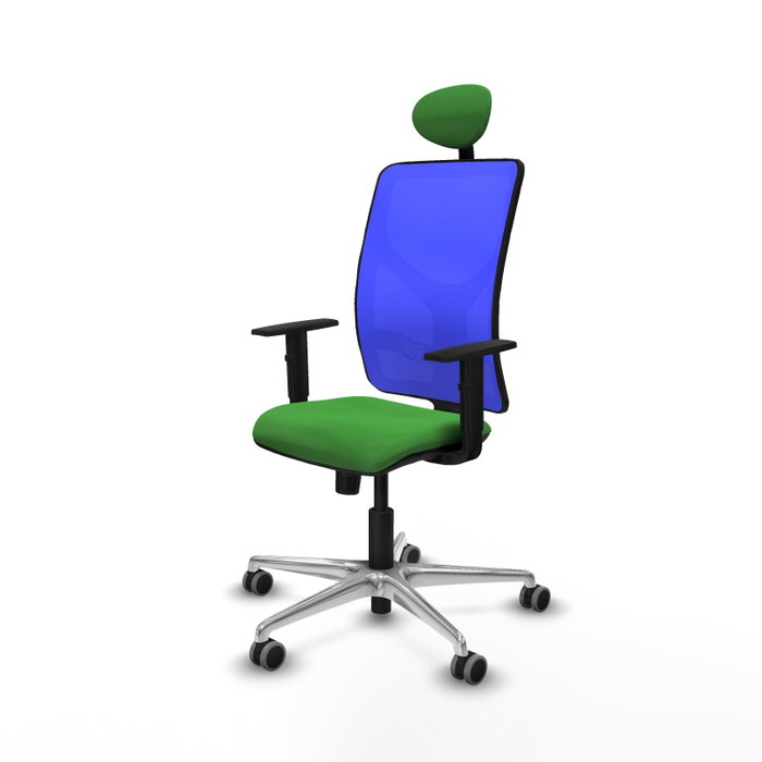 PIQUERAS Y CRESPO Silla de oficina Motilla con mecanismo Sincro, tela Verde y malla Azul PIQUERAS Y CRESPO Silla de oficina Motilla con mecanismo Sincro, tela Verde y malla Azul