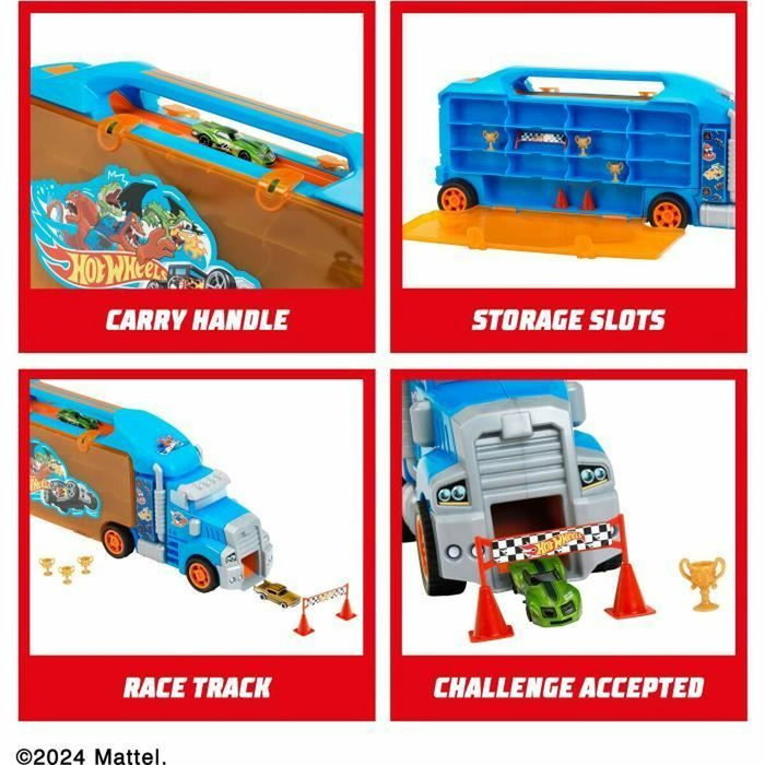 Klein Camión transportador de vehículos de juguete grande Hot Wheels KLEIN 2474 con accesorios Klein Camión transportador de vehículos de juguete grande Hot Wheels KLEIN 2474 con accesorios