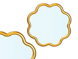 Giftdecor Espejo Forma Floral, Plástico y Vidrio, Color Oro, 40x40 cm (Set de 12)