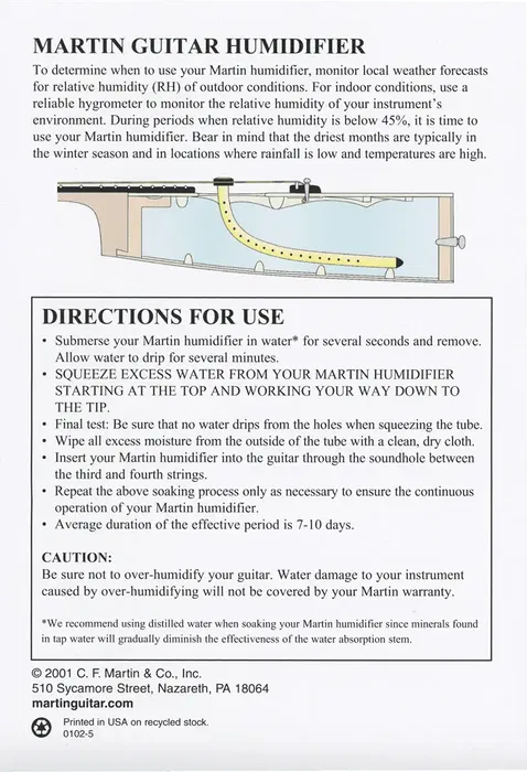 MARTIN RDM 1400GH Humidificador Para Guitarra MARTIN RDM 1400GH Humidificador Para Guitarra