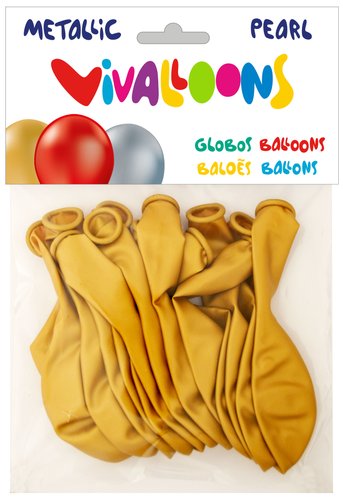 VIVALLOONS Globos Metalizados Oro de 15 Unidades VIVALLOONS Globos Metalizados Oro de 15 Unidades