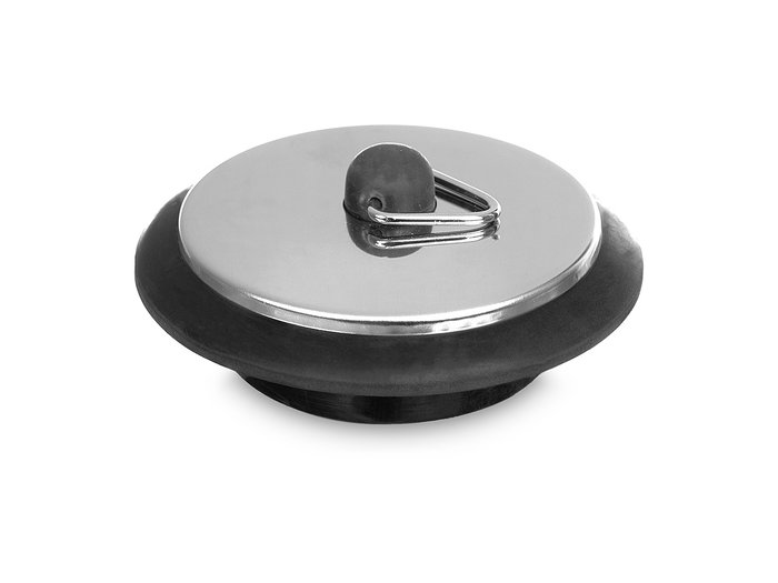 Kinvara Set 3 Tapones Fregadero Acero y Goma Negros y Metal 11.5x29.5x2.5 cm Diámetro: 4cm, 4.5cm, 5.5cm (Set de 24)