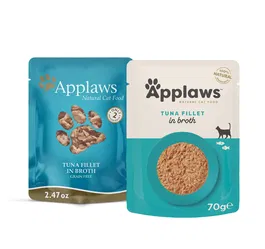 Applaws Comida Húmeda para Gatos Filete de Atún en Caldo 12 Sobres de 70 gr