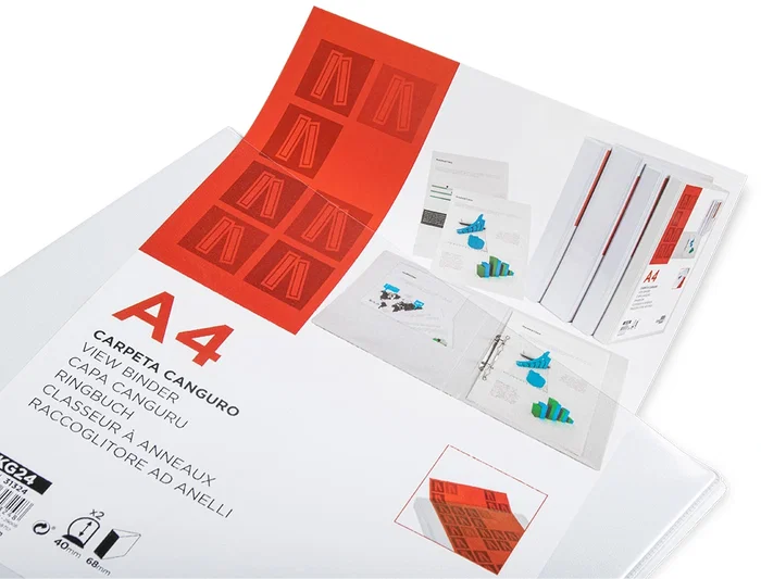 Liderpapel Carpeta Canguro 2 Anillas Mixtas 40mm A4 Plástico Blanco