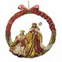 DKD Home Decor Corona de Nacimiento en Poliéster Rojo y Dorado 50x50x5 cm