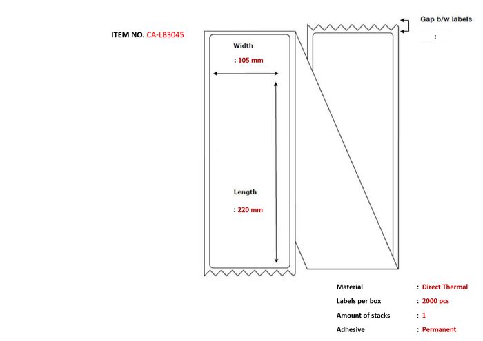 Capture Etiqueta Adhesiva Blanca Permanente, 105 x 220 mm, Plegado en Abanico, 2000 Unidades por Caja, DT Capture Etiqueta Adhesiva Blanca Permanente, 105 x 220 mm, Plegado en Abanico, 2000 Unidades por Caja, DT