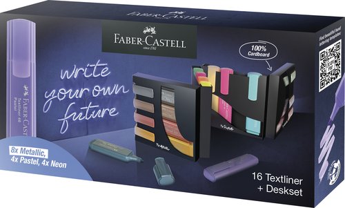 Faber-Castell Textliner 46 Set de Escritorio de 16 Marcadores Fluorescentes Surtidos