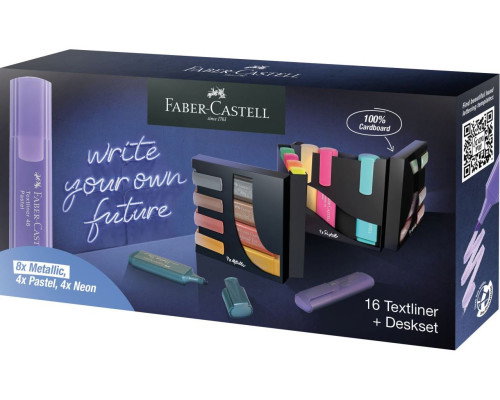 Faber-Castell Textliner 46 Set de Escritorio de 16 Marcadores Fluorescentes Surtidos
