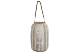 DKD Home Decor Portavelas Bambú y Lino Asa Natural Crudo