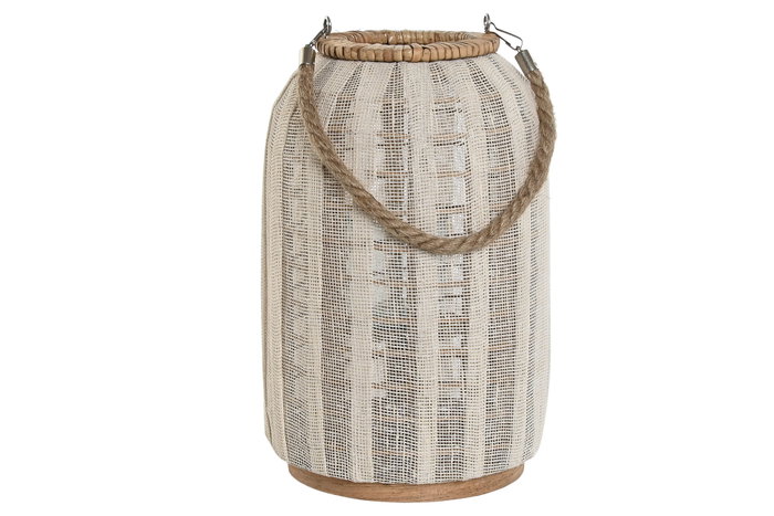 DKD Home Decor Portavelas Bambú y Lino Asa Natural Crudo
