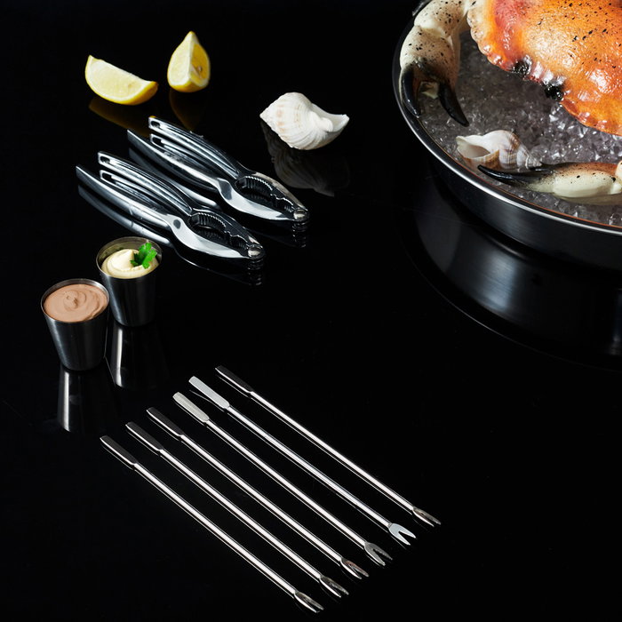 Cook Concept Juego de 10 Piezas Para Marisco con Pinzas, Pinchos y Bols, Acero Inoxidable, Table En Fête