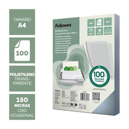 Fellowes Cubiertas de Encuadernación A4 Cristal 150µ