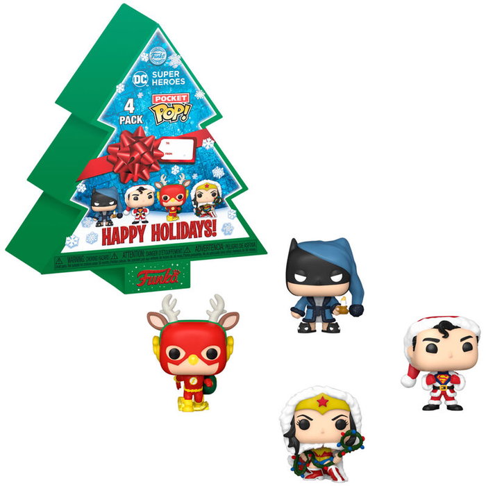 Funko Árbol con 4 figuras Pocket POP DC Comics Happy Holidays