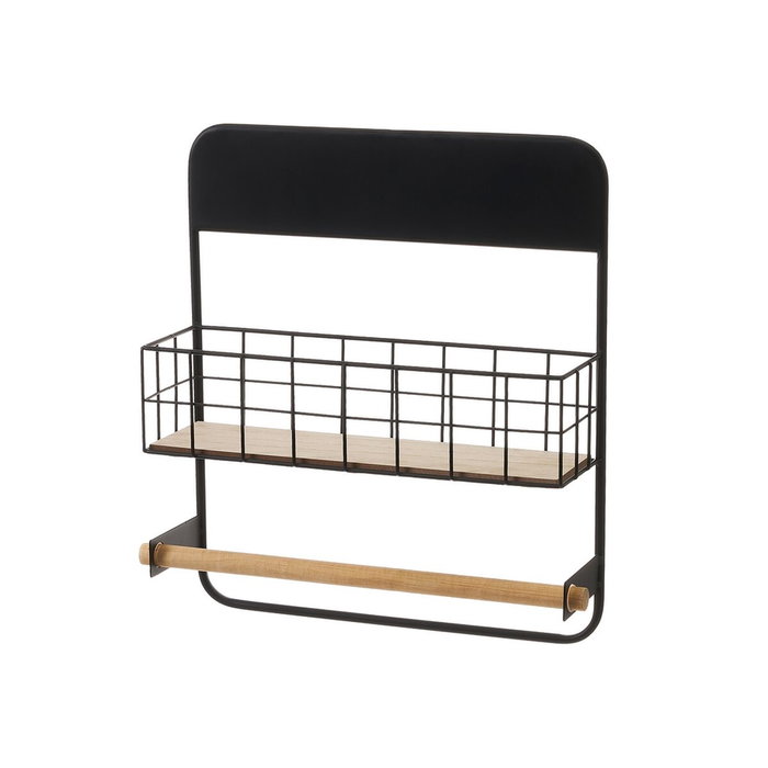 Portarrollos de Cocina Negro Natural Hierro 34 x 11 x 39 cm Portarrollos de Cocina Negro Natural Hierro 34 x 11 x 39 cm