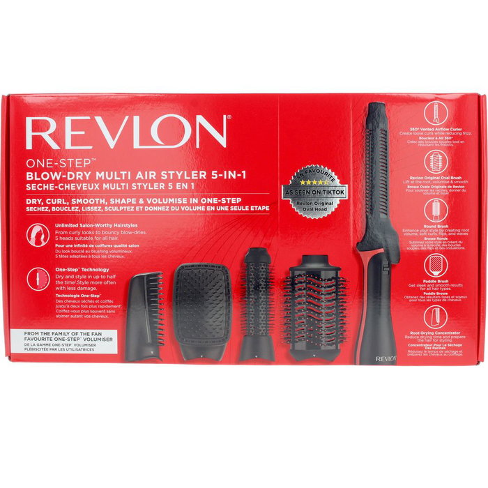 Revlon ONE-STEP Multi Air Styler 5 en 1 - Seca, Riza y Alisa - Estuche con 5 Cabezales (Rizador, Cepillo Voluminizador, Concentrador, Cepillo Plano)