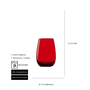 Summa Vaso Andia Rojo 47 cl - 120 mm Alto, Borde Fino, Diámetro 87 mm, Cristalería (Set de 6)