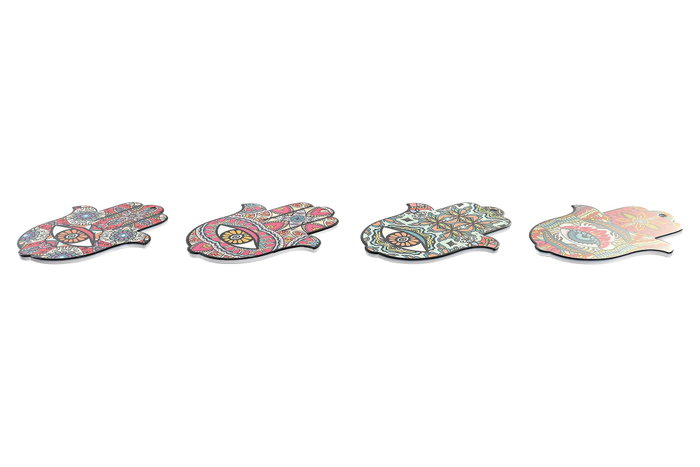 DKD Home Decor Salvamanteles Hamsa de Dolomite 18x22,5x0,8 cm Surtido Rosa y Azul