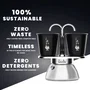 Bialetti Juego de cafetera italiana Mini inducción 100 ml con 2 tazas - Acero inoxidable / Negro