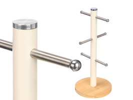 Kinvara Soporte 6 Tazas Base Bambú Crema Hierro 15 x 34 x 15 cm (Set de 12)