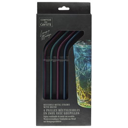 Cook Concept Set de 4 Pajitas Reutilizables de Acero Inoxidable con Escobilla