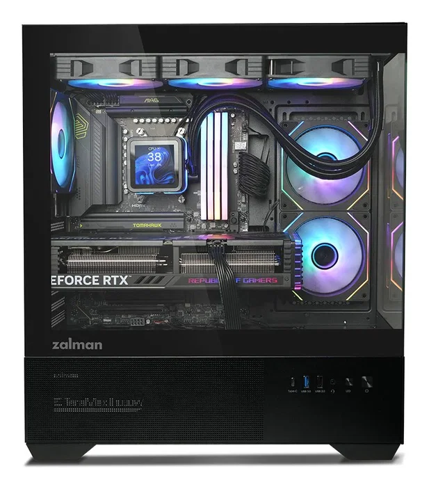 Zalman Chronix Black Caja PC Midi Tower ATX Negro con Panel de Vidrio Templado, Ventiladores ARGB 3x120mm, Puerto USB 3.2 Gen 2 Type-C y Soporte para Radiadores de hasta 360mm